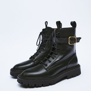 *SOLD* Leather track ankle boots Zara